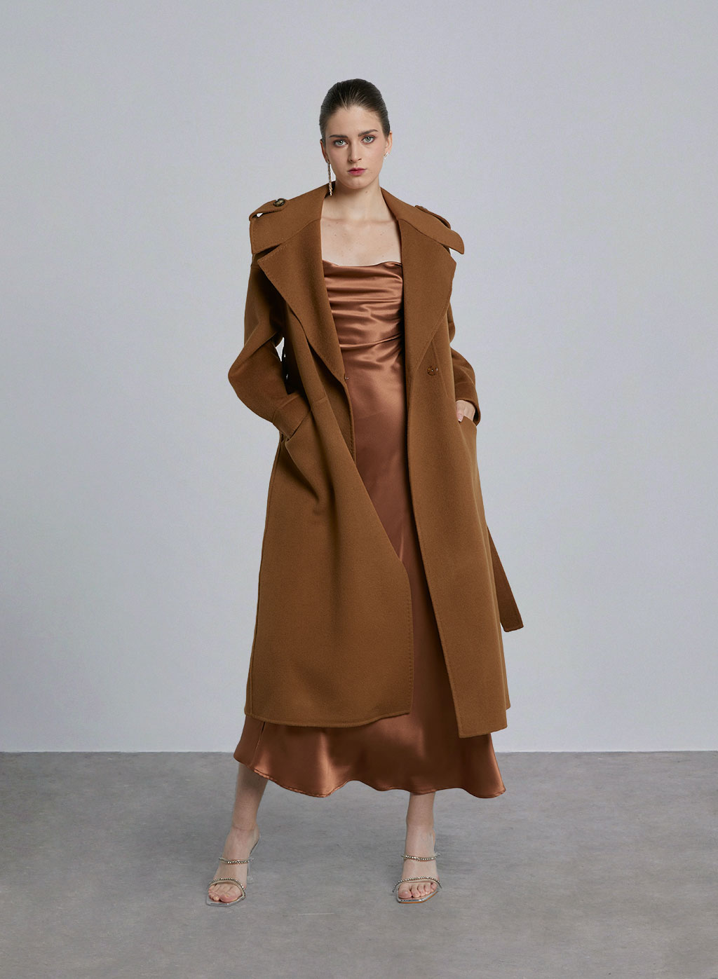 Belted Notch Lapel Wool Coat image 0