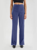 Slit-Leg Twill Black Trousers - Dusty Blue, S image