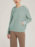 Drawstring Wool-Cashmere Knitted Hoodie - Lake Blue, S image