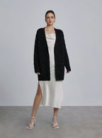 Shinny Belted Wool Cardigan