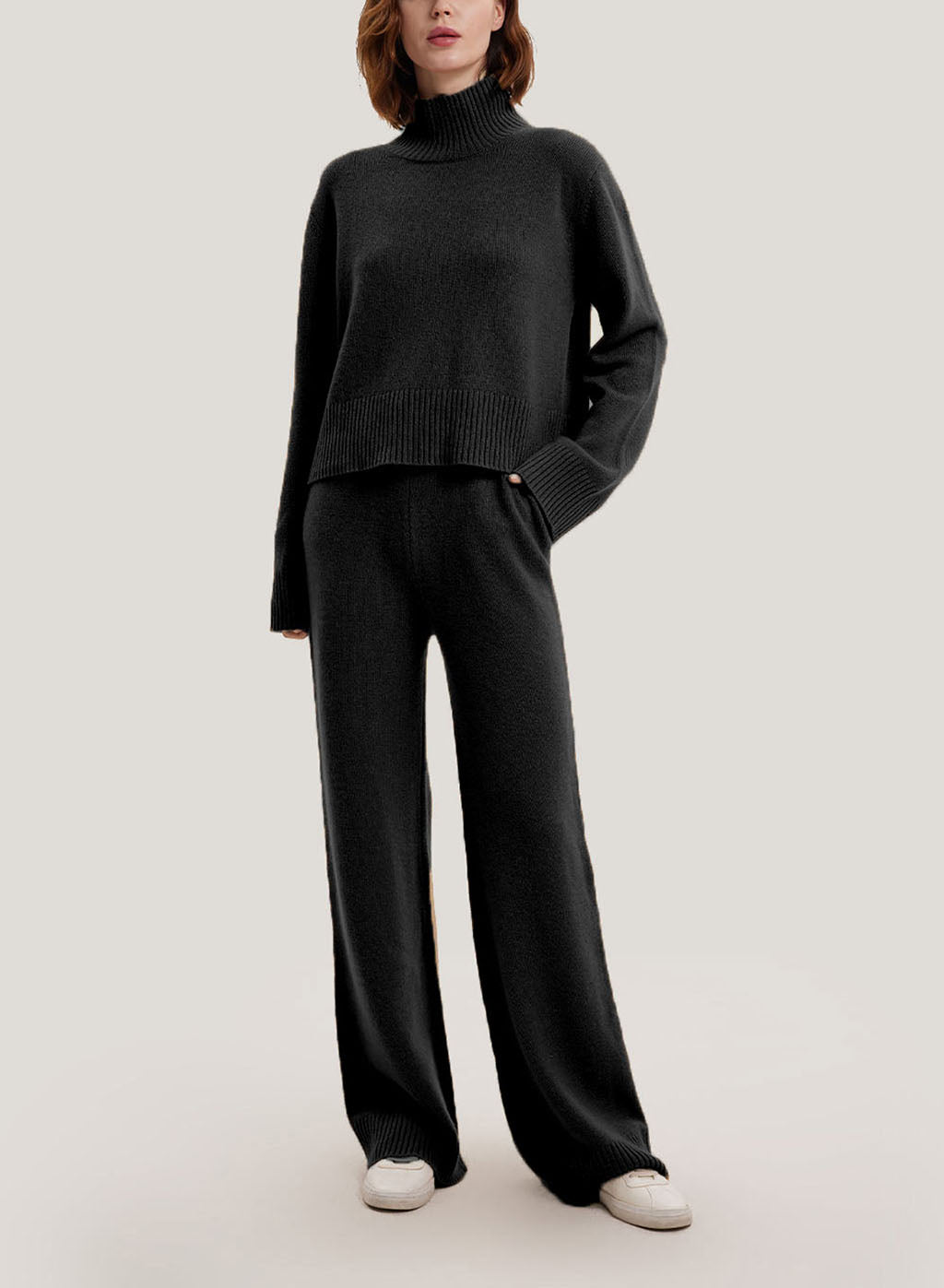 Sweater And Pants Pure Cashmere Set - Black, L image