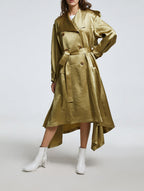 Double-breasted Pure Acetate Tent Coat - Green, L image