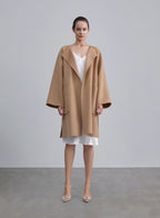 Flare Patch Pocket Wool Coat - Yellow Gold, S image