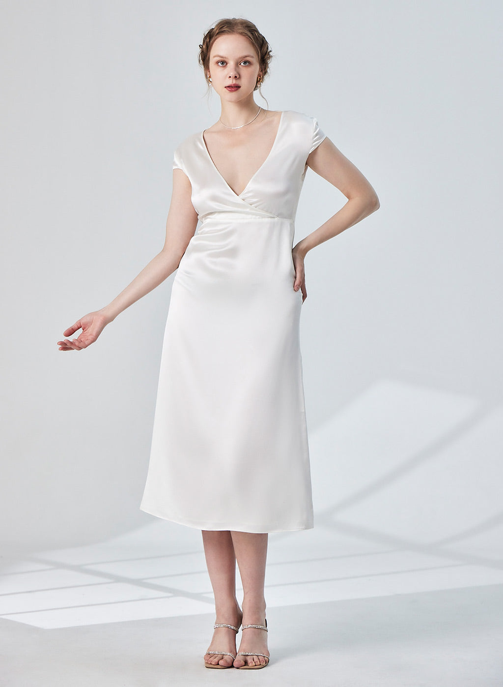Back Laced Silk Midi Dress image 0