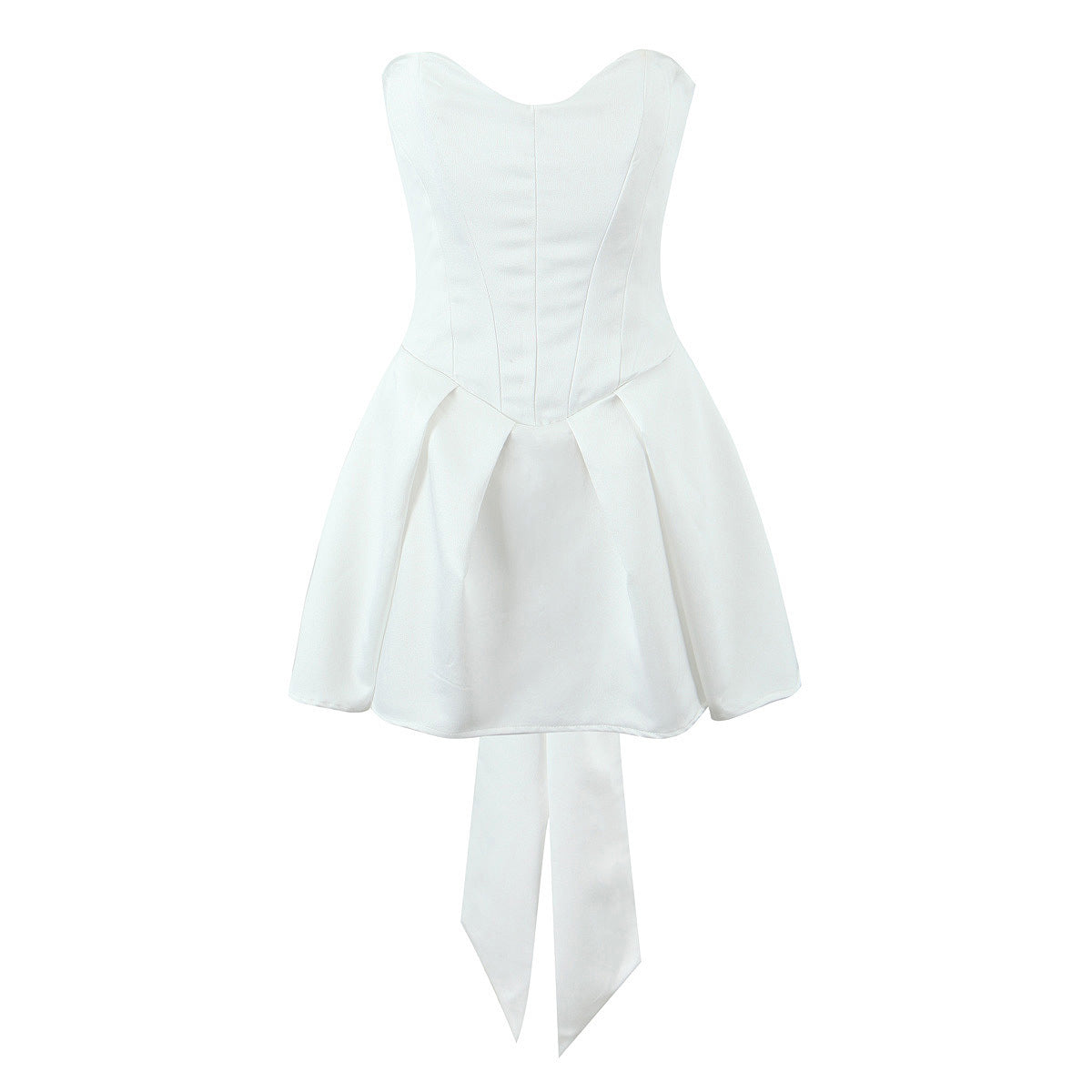 White Bow Swing Strapless Dress image 2