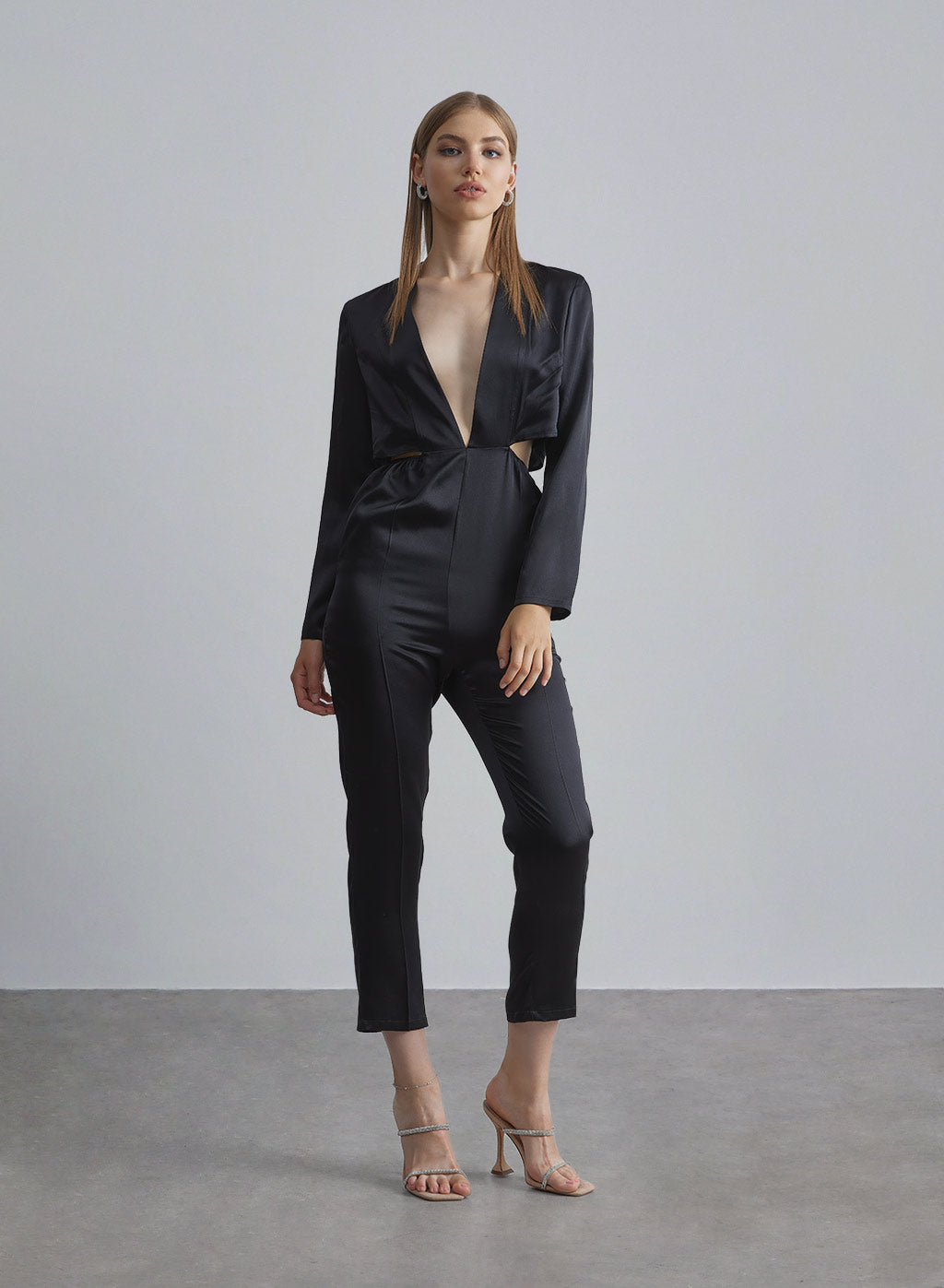 Waist-layered Silk Jumpsuit - Midnight Black, XS image