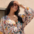 Floral summer pleated floral print dress