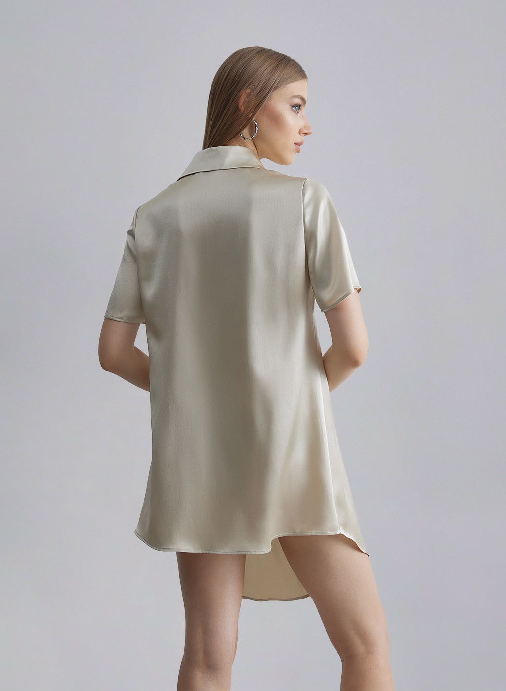 Diagonal Placket Silk Dress image 1