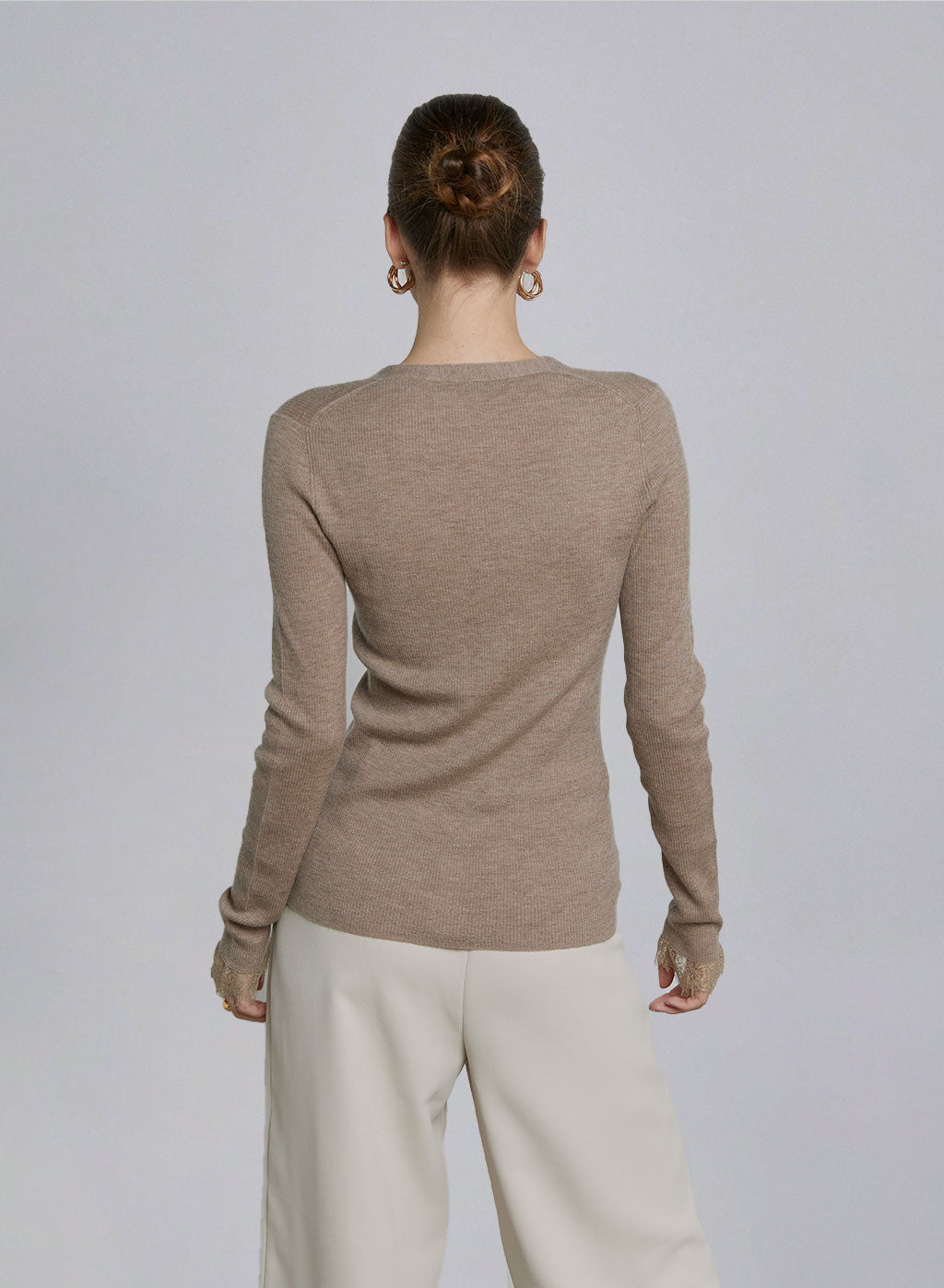 Fitted Lace Detail Cashmere Cardigan image 1