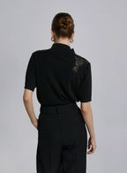 Lace Patchwork Mock Neck Top image 1