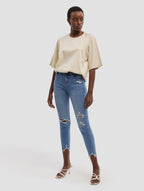 Cropped Frayed Skinny Jeans