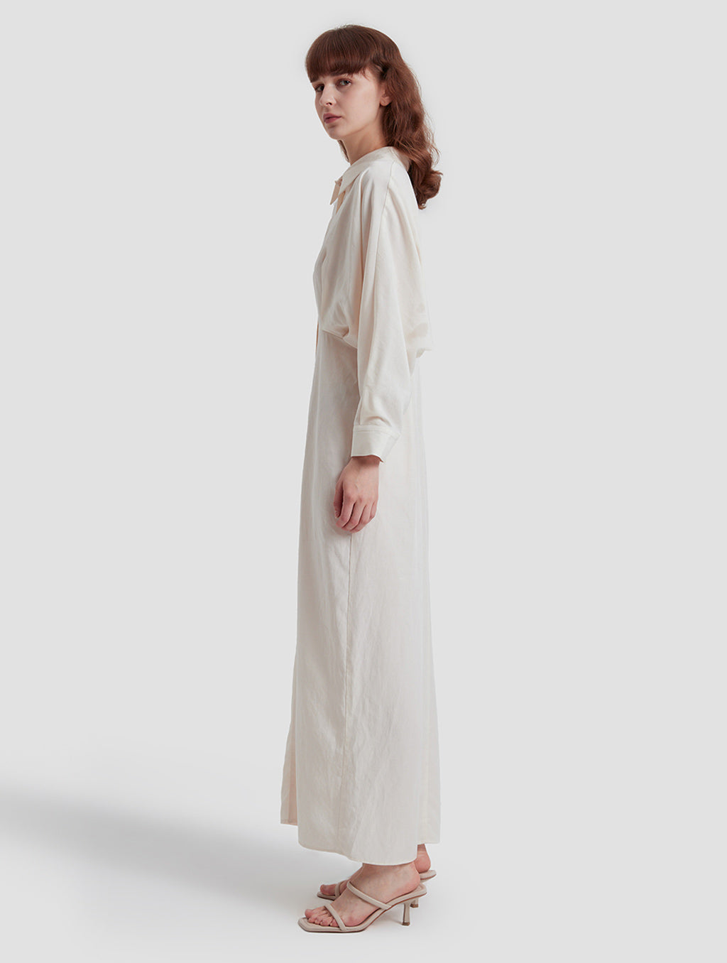 Ankle Length Shirt-dress-side-Ivory