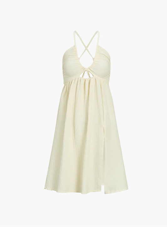 Backless Criss Cross Split Midi Dress