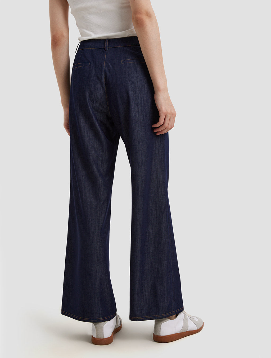 Boot Cut Mom Pants-back-navy blue