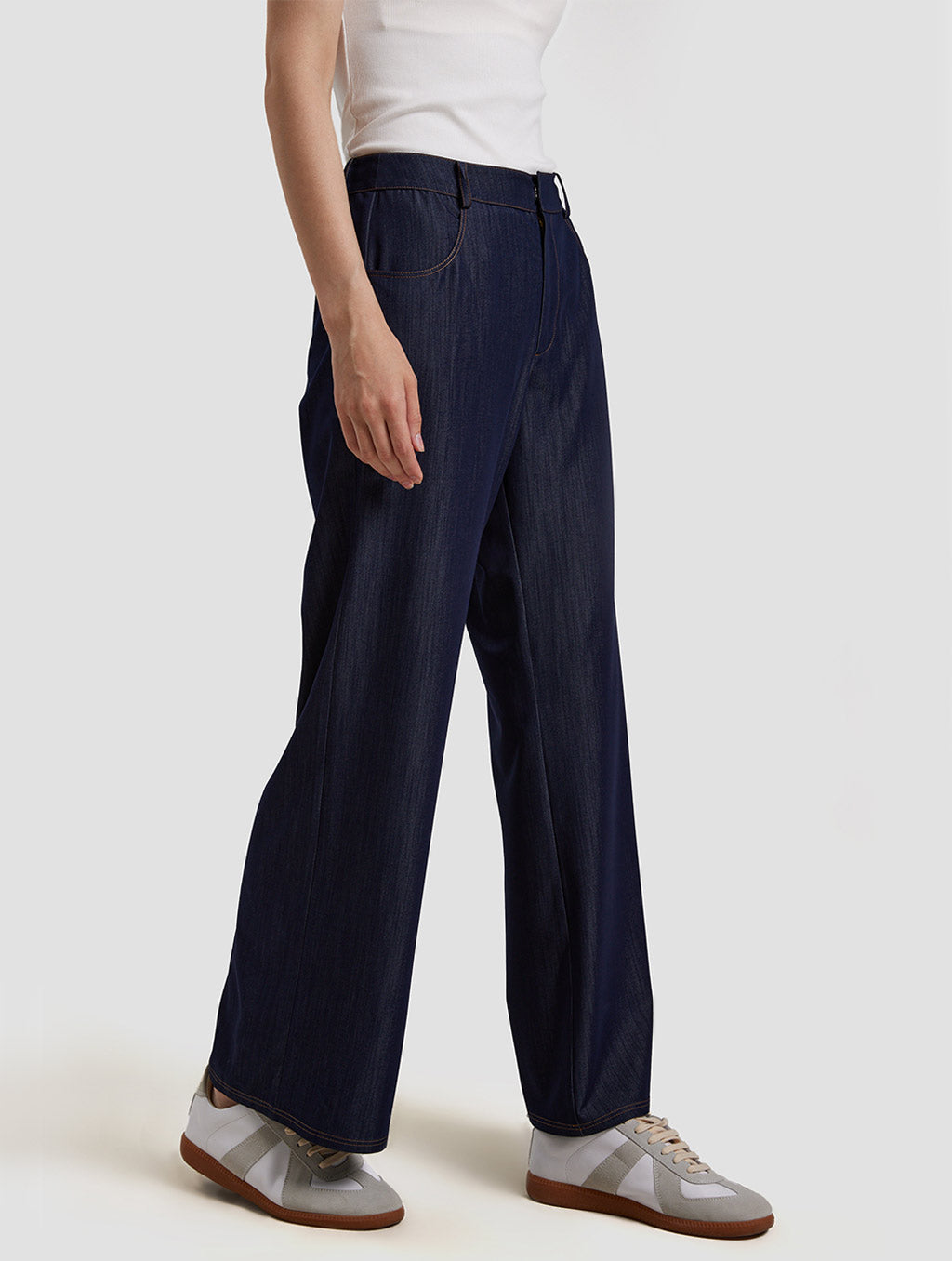 Boot Cut Mom Pants-side-navy blue