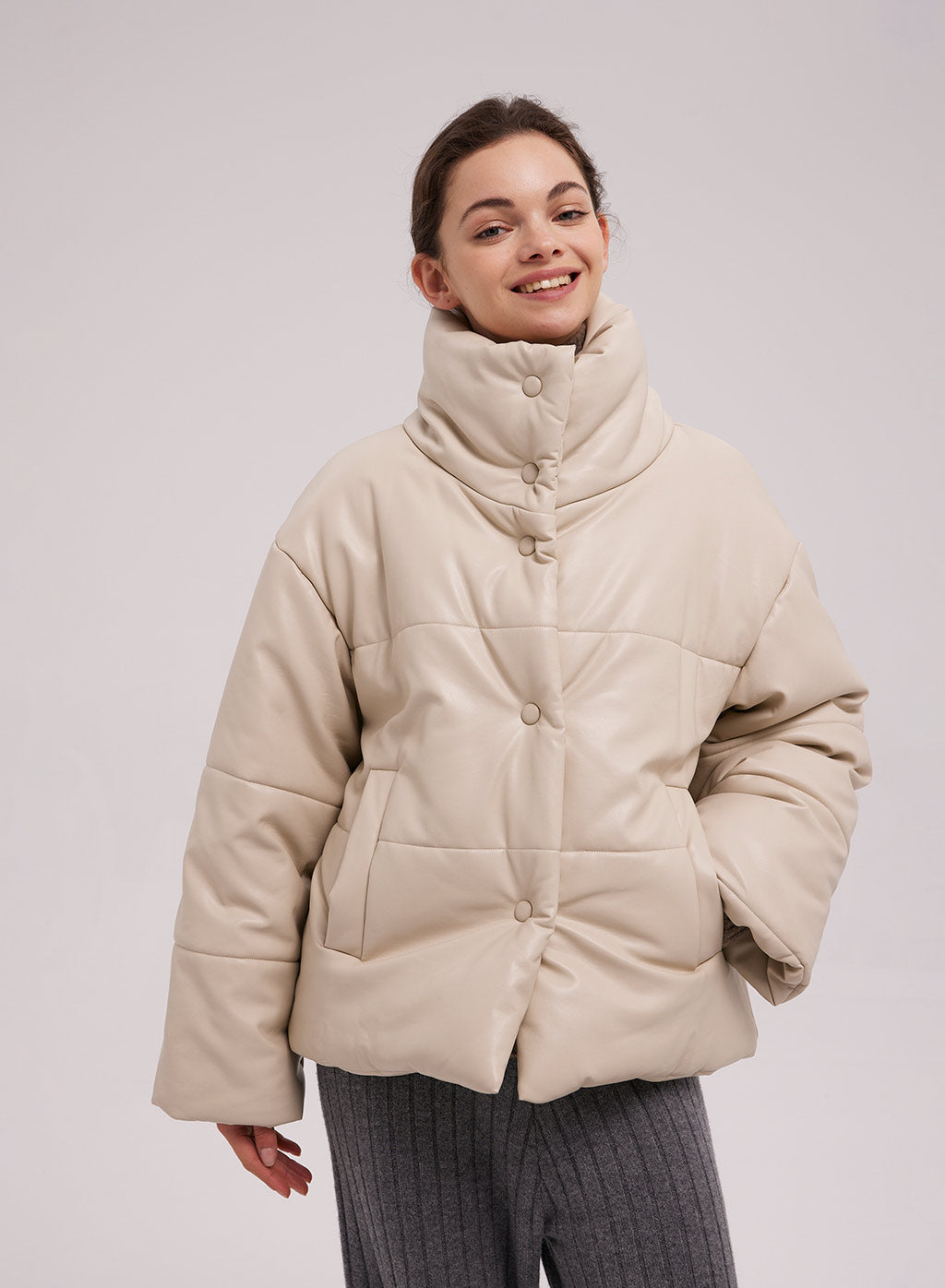 NAP Buttoned Faux Leather Jacket