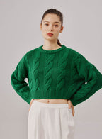 Cable-Knit Cropped Sweater