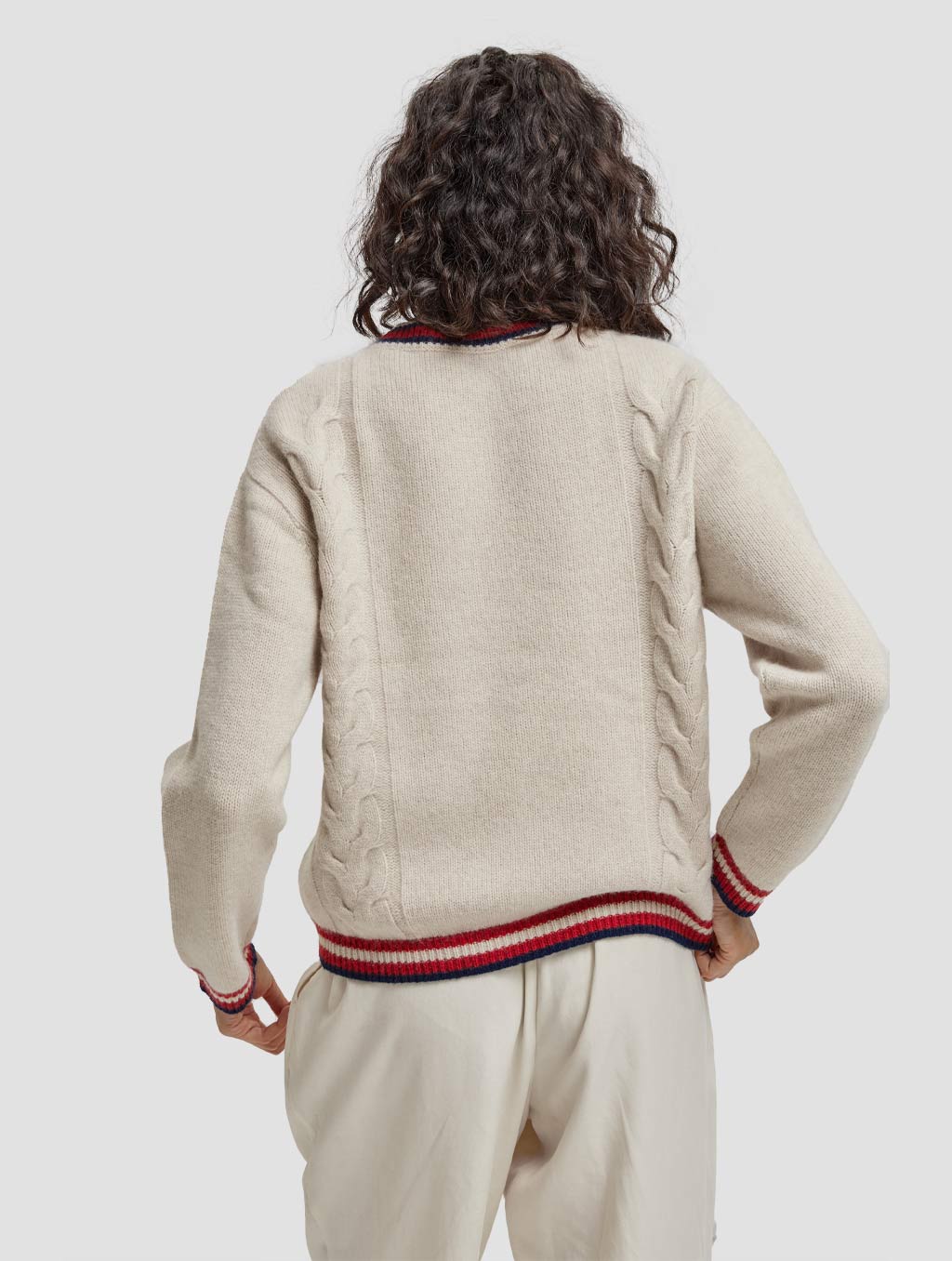 Cable Knitting Trimmed Sweater