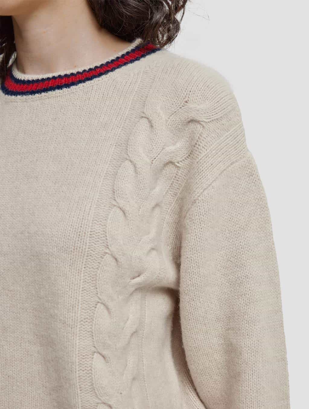 Cable Knitting Trimmed Sweater