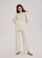 Cashmere Rib-Knit Crew Neck Pullover