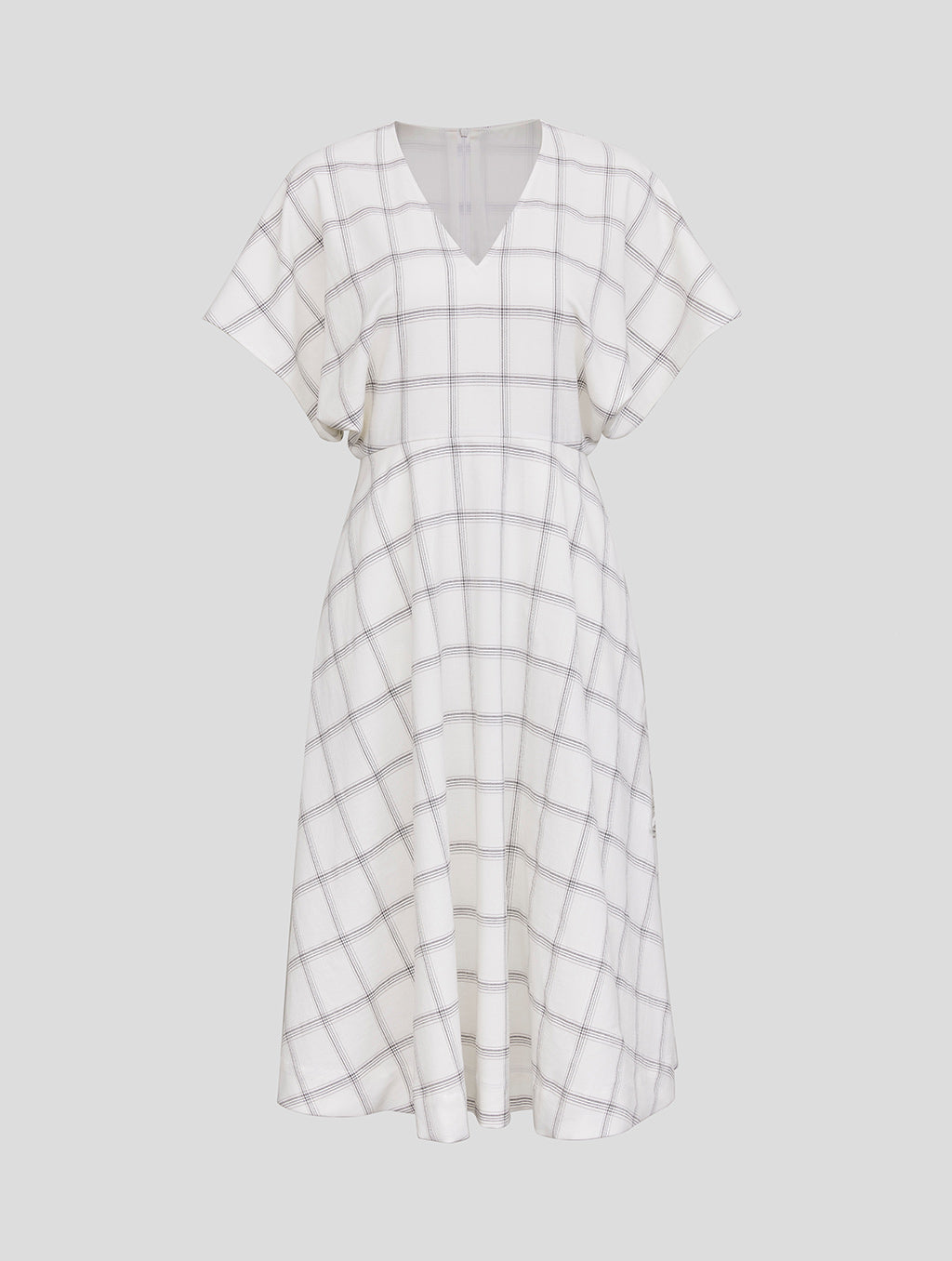 Checkered Short Sleeve Flared Dress