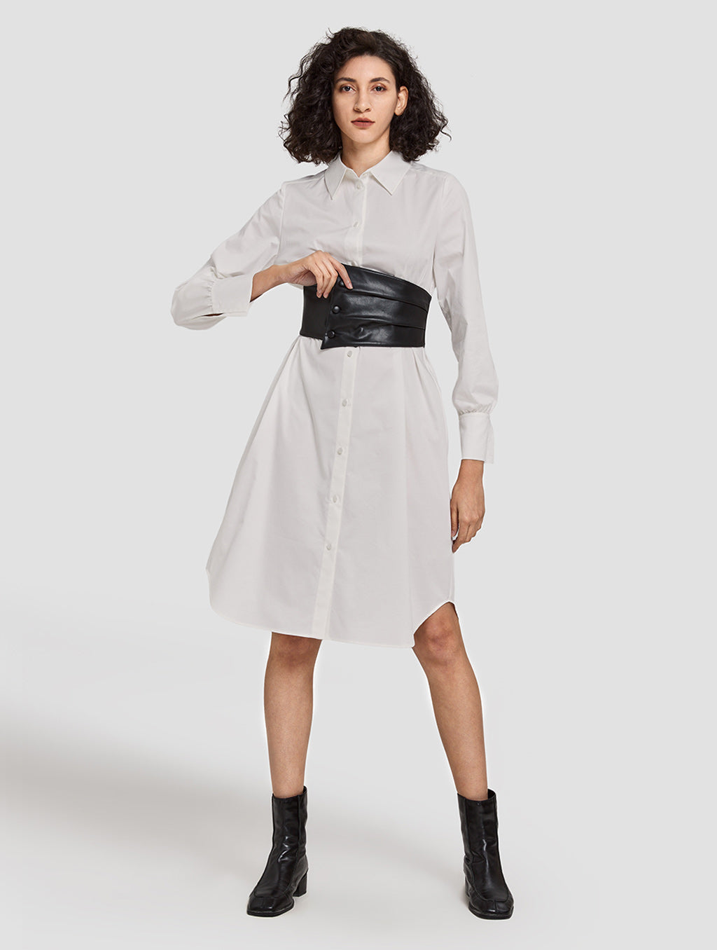Corset Belted Shirt Dress