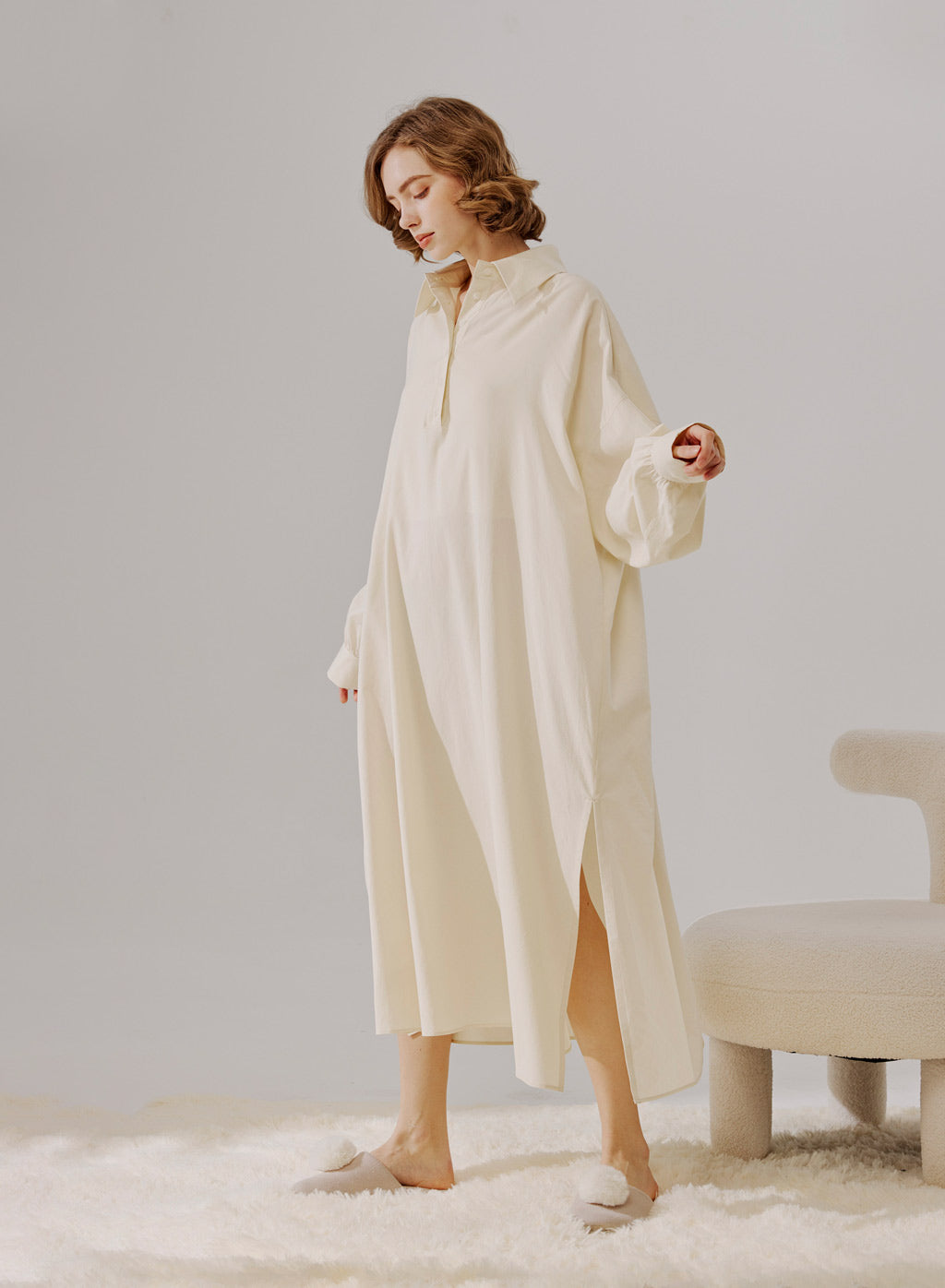 Cotton Shirt Midi Dress