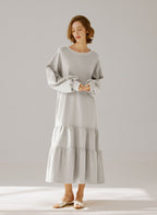 Crewneck Tiered Cotton Dress
