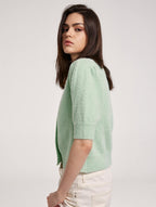 Cropped Cardigan with V Neckline