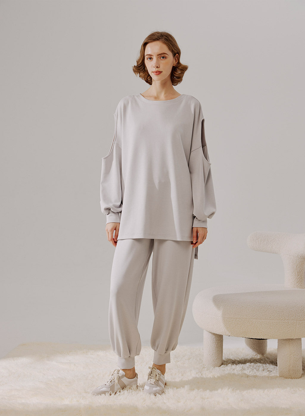 Cut Out Sleeve Sweatshirt