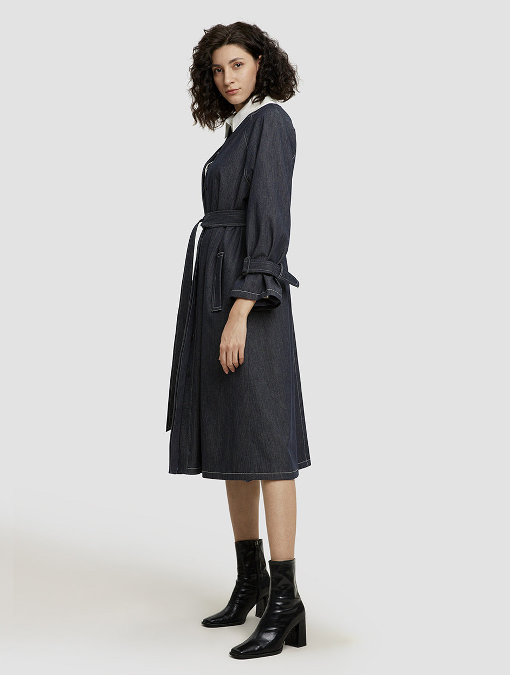 Denim Belted Coat