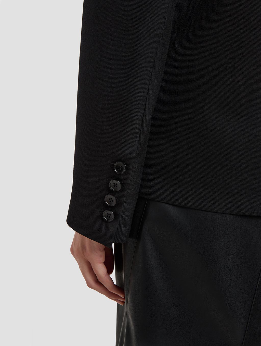 Double Breasted Hip Length Jacket- detail -black1
