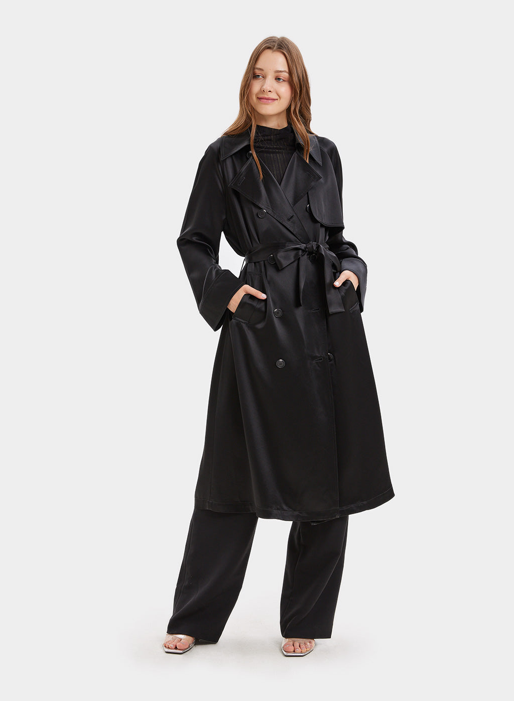 Double-breasted Long Trench Coat