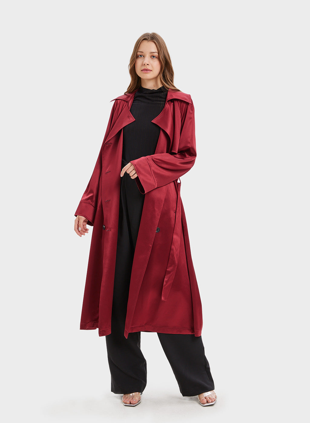 Double-breasted Long Trench Coat