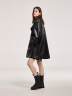 Double-Breasted Faux Leather Coat