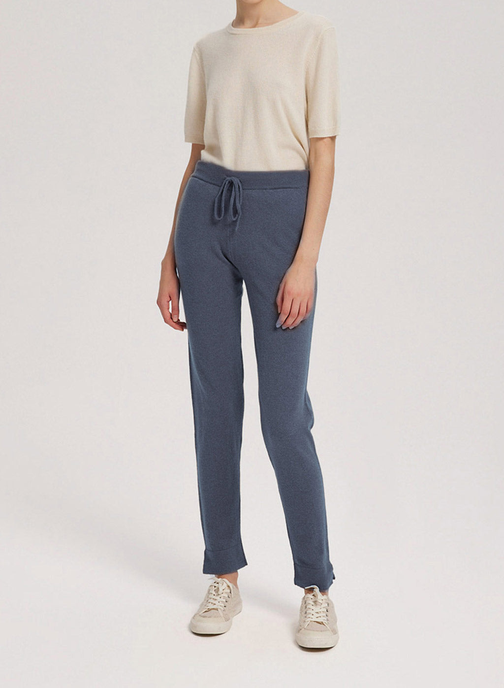 Drawstring Waist Cashmere-Wool Jogger