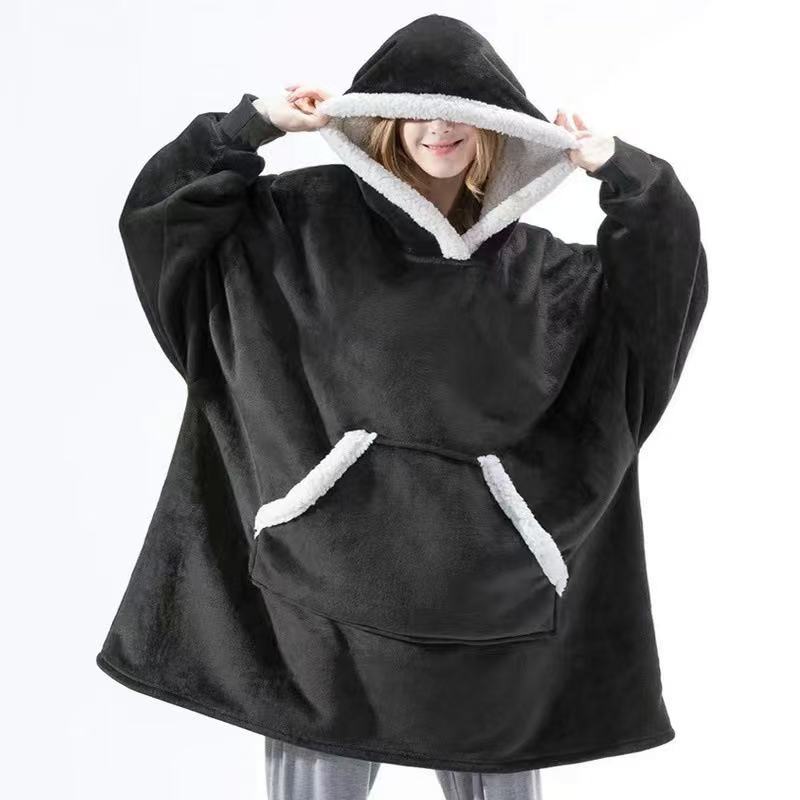 Lazy pajamas pullover TV blanket outdoor cold-proof clothing hooded fleece warm clothing home couple robe