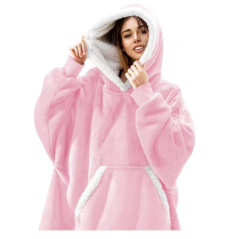 Lazy pajamas pullover TV blanket outdoor cold-proof clothing hooded fleece warm clothing home couple robe