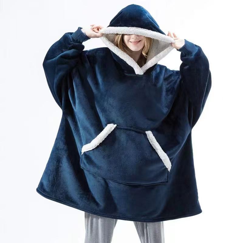 Lazy pajamas pullover TV blanket outdoor cold-proof clothing hooded fleece warm clothing home couple robe