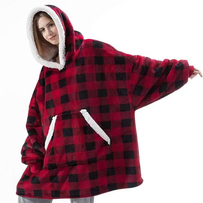 Lazy pajamas pullover TV blanket outdoor cold-proof clothing hooded fleece warm clothing home couple robe