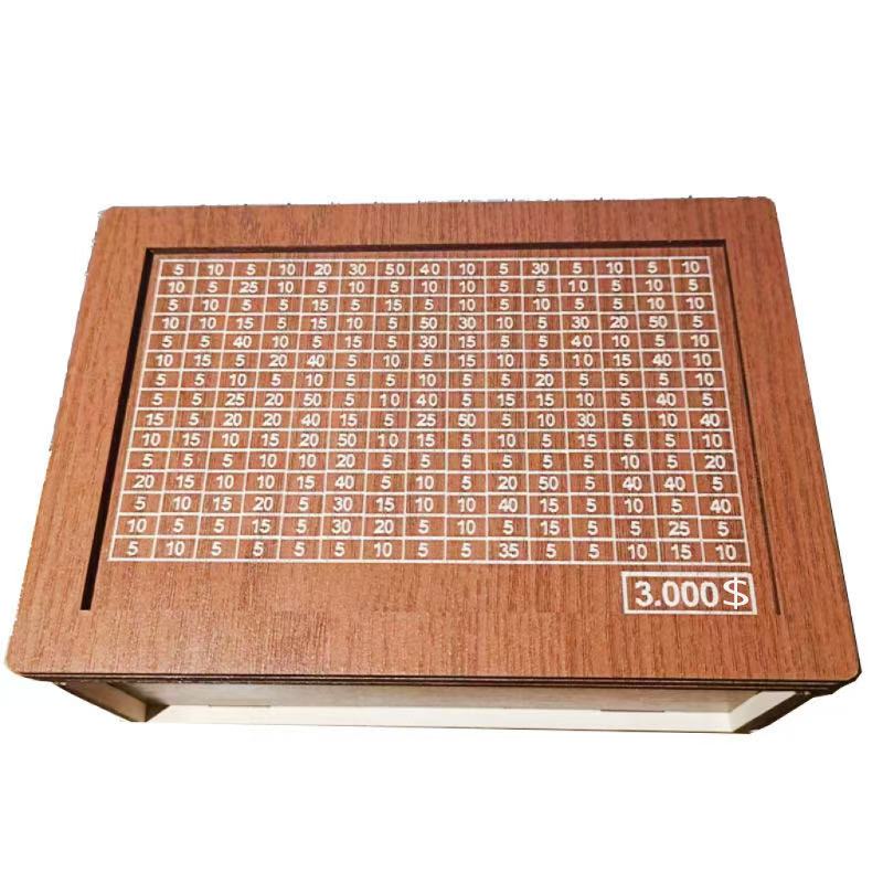 Wooden Money Saving Box with Counter ¡§C 1 Count Coin Bank with Pen, Piggy Bank for Adults & Kids, Money Jar Gift for Friends