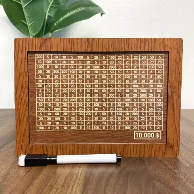 Wooden Money Saving Box with Counter ?¡ìC 1 Count Coin Bank with Pen, Piggy Bank for Adults & Kids, Money Jar Gift for Friends