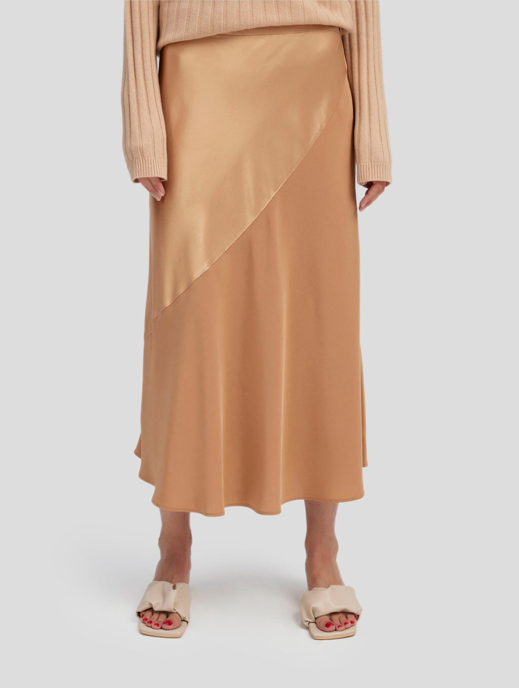 Flared Midi Skirt-positive-Sandstone1
