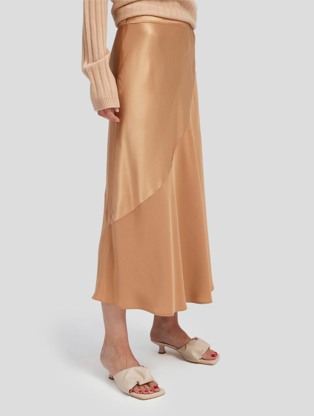 Flared Midi Skirt-side- Sandstone2
