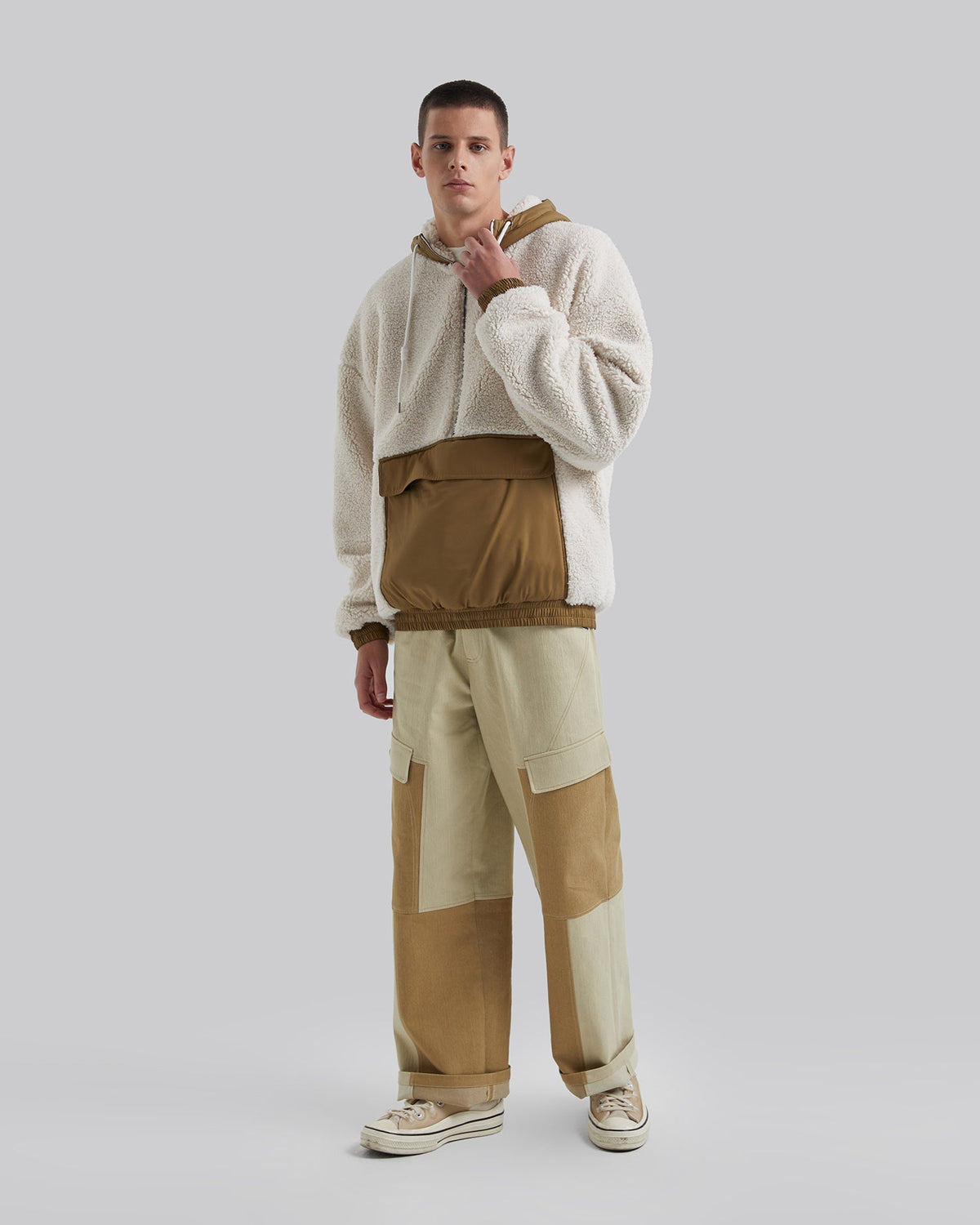 Fleece Hoodie with Half-Zipper