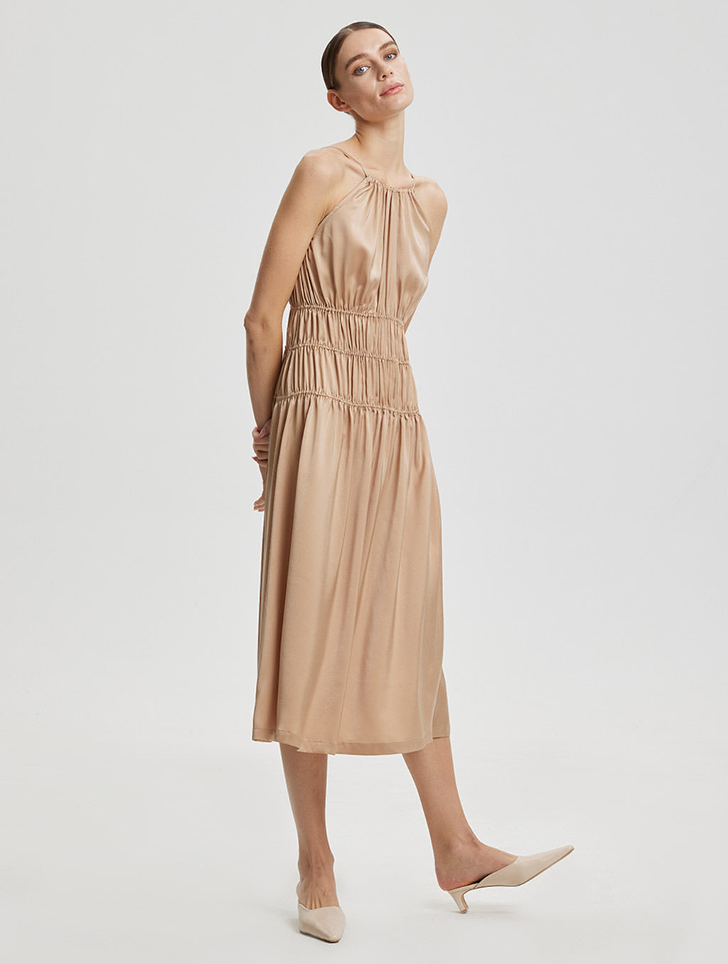 Gathered Slip Dress