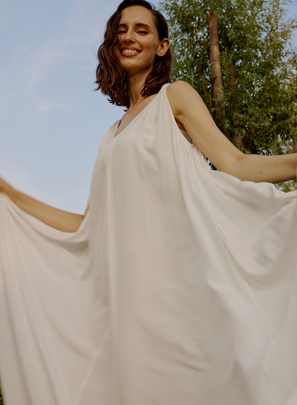 Greek Open Back Silky Maxi Dress