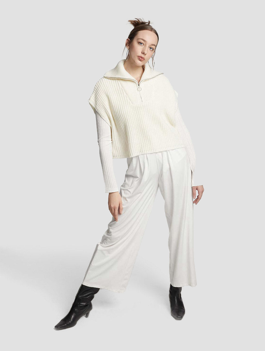 Half Batwing-sleeved Sweater
