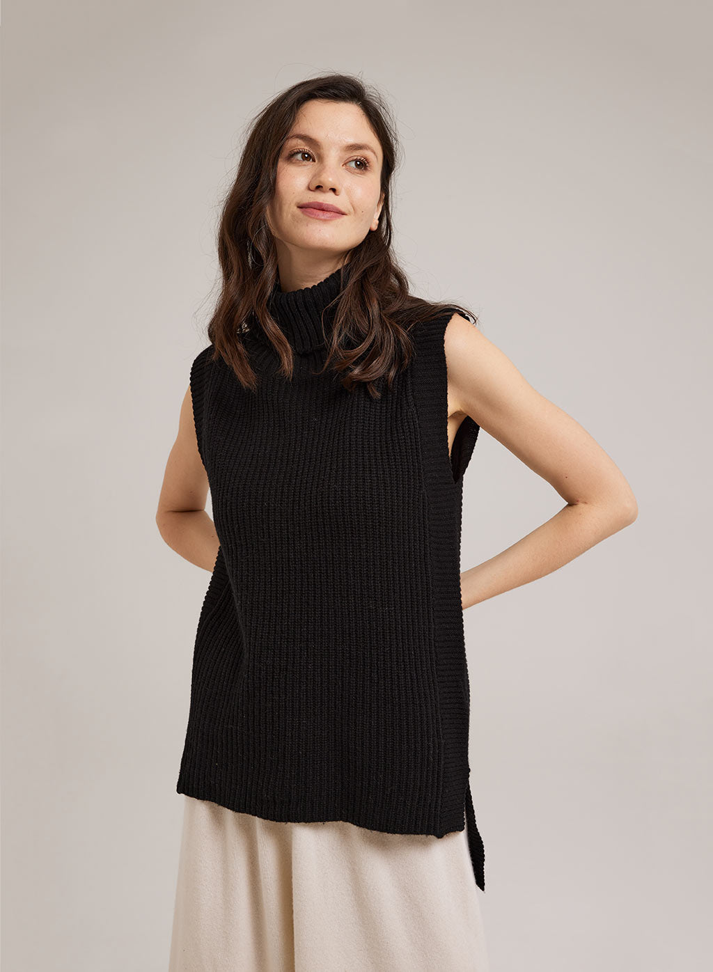 High Neck Cashmere Blend Vest