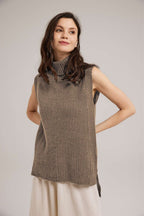 High Neck Cashmere Blend Vest